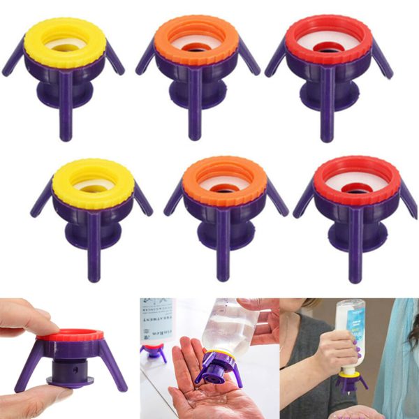 6pcs 4 Sizes Leakproof Inverted Flip Toss It Bottle Cap Stand Kit for Kichen Bathroom Plastic Bottle Holder Gadgets Tools